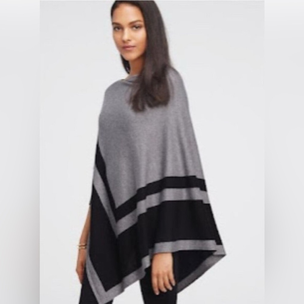 Ann Taylor Black & Gray Poncho, Size XS/S. Soft and stylish!